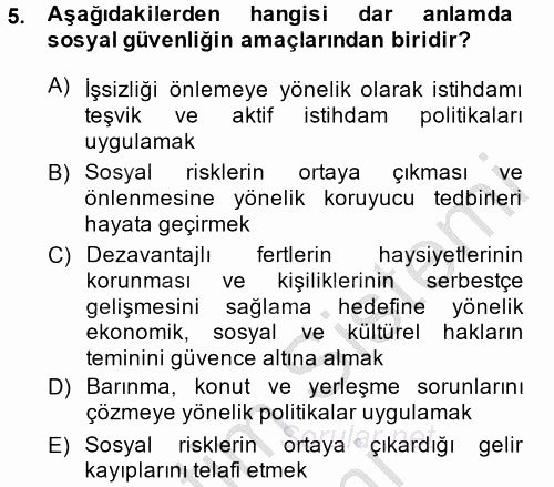 Sosyal Politika 2 2014 - 2015 Ara Sınavı 5.Soru