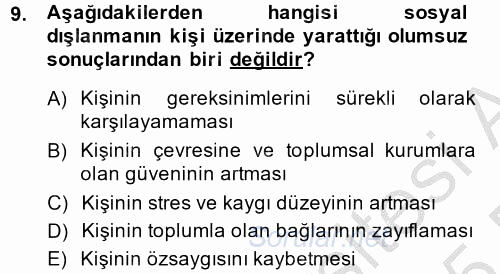 Sosyal Politika 2 2014 - 2015 Ara Sınavı 9.Soru