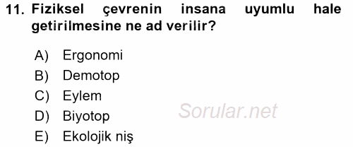 Enerji ve Çevre 2015 - 2016 Dönem Sonu Sınavı 11.Soru