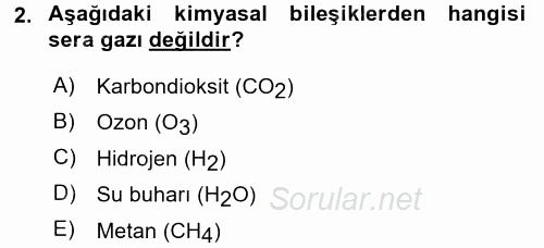 Enerji ve Çevre 2015 - 2016 Dönem Sonu Sınavı 2.Soru