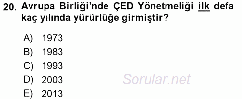 Enerji ve Çevre 2015 - 2016 Dönem Sonu Sınavı 20.Soru