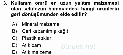 Enerji ve Çevre 2015 - 2016 Dönem Sonu Sınavı 3.Soru