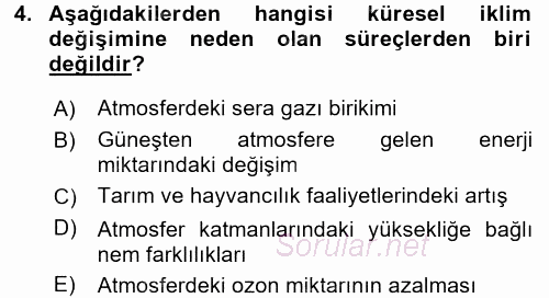 Enerji ve Çevre 2015 - 2016 Dönem Sonu Sınavı 4.Soru