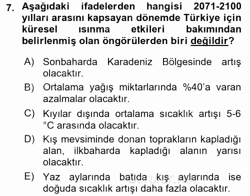 Enerji ve Çevre 2015 - 2016 Dönem Sonu Sınavı 7.Soru