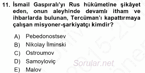 Çağdaş Türk Edebiyatları 1 2015 - 2016 Dönem Sonu Sınavı 11.Soru