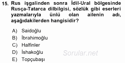 Çağdaş Türk Edebiyatları 1 2015 - 2016 Dönem Sonu Sınavı 15.Soru