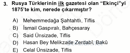 Çağdaş Türk Edebiyatları 1 2015 - 2016 Dönem Sonu Sınavı 3.Soru