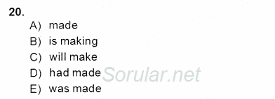Bağlamsal Dilbilgisi 2 2013 - 2014 Dönem Sonu Sınavı 20.Soru