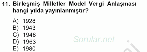 Uluslararası Kamu Maliyesi 2012 - 2013 Dönem Sonu Sınavı 11.Soru