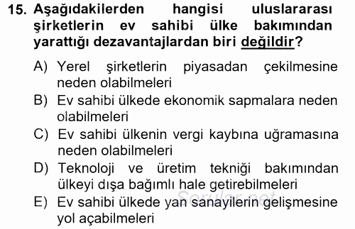 Uluslararası Kamu Maliyesi 2012 - 2013 Dönem Sonu Sınavı 15.Soru