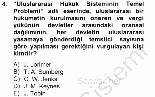 Uluslararası Kamu Maliyesi 2012 - 2013 Dönem Sonu Sınavı 4.Soru