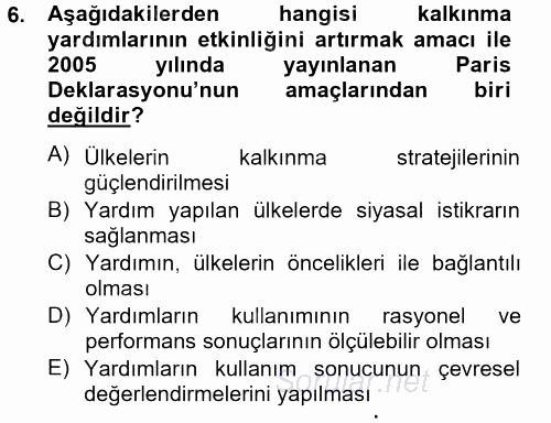 Uluslararası Kamu Maliyesi 2012 - 2013 Dönem Sonu Sınavı 6.Soru