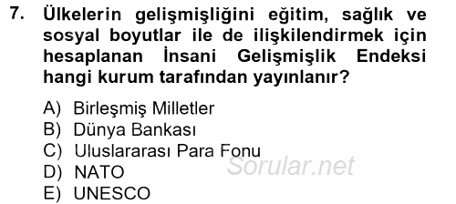 Uluslararası Kamu Maliyesi 2012 - 2013 Dönem Sonu Sınavı 7.Soru