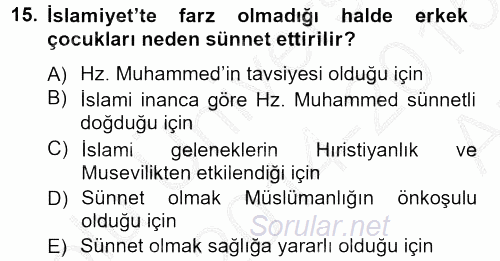 Sosyal Davranış ve Protokol 2014 - 2015 Ara Sınavı 15.Soru
