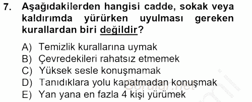 Sosyal Davranış ve Protokol 2014 - 2015 Ara Sınavı 7.Soru