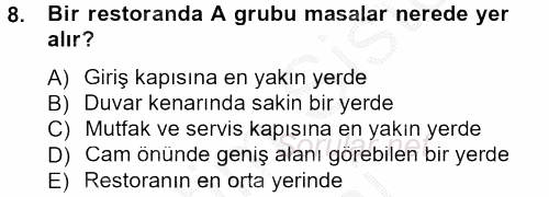 Sosyal Davranış ve Protokol 2014 - 2015 Ara Sınavı 8.Soru