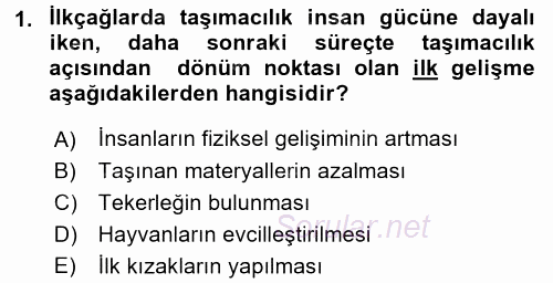 Ulaştırma Sistemleri Ve Yönetimi 2016 - 2017 Ara Sınavı 1.Soru