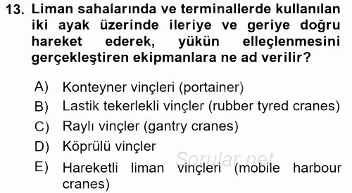 Ulaştırma Sistemleri Ve Yönetimi 2016 - 2017 Ara Sınavı 13.Soru