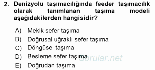 Ulaştırma Sistemleri Ve Yönetimi 2016 - 2017 Ara Sınavı 2.Soru