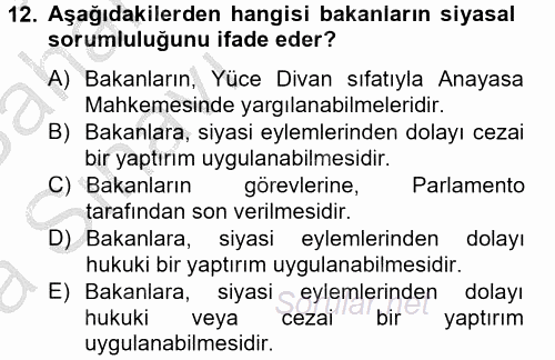Kamu Özel Kesim Yapısı Ve İlişkileri 2012 - 2013 Ara Sınavı 12.Soru