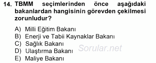 Kamu Özel Kesim Yapısı Ve İlişkileri 2012 - 2013 Ara Sınavı 14.Soru