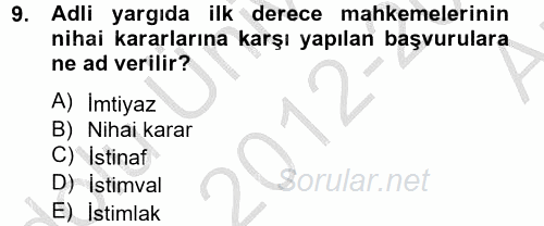 Kamu Özel Kesim Yapısı Ve İlişkileri 2012 - 2013 Ara Sınavı 9.Soru
