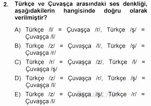 Orhon Türkçesi 2013 - 2014 Dönem Sonu Sınavı 2.Soru