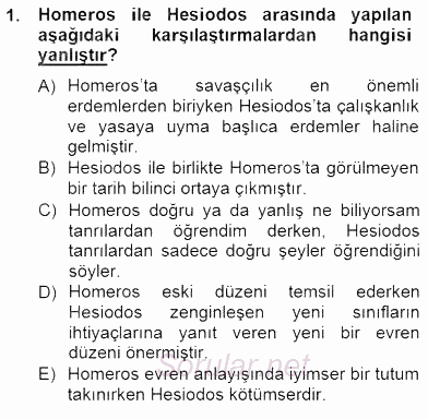 İlkçağ Felsefesi 2012 - 2013 Dönem Sonu Sınavı 1.Soru