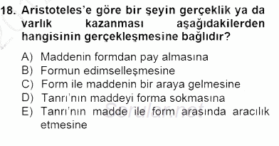 İlkçağ Felsefesi 2012 - 2013 Dönem Sonu Sınavı 18.Soru