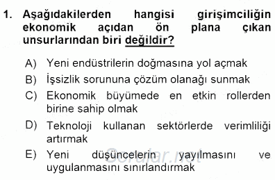 Dış Ticarette Girişimcilik 2015 - 2016 Ara Sınavı 1.Soru