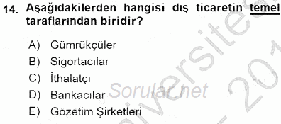 Dış Ticarette Girişimcilik 2015 - 2016 Ara Sınavı 14.Soru