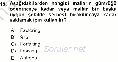 Dış Ticarette Girişimcilik 2015 - 2016 Ara Sınavı 19.Soru