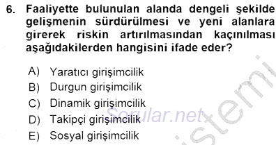 Dış Ticarette Girişimcilik 2015 - 2016 Ara Sınavı 6.Soru