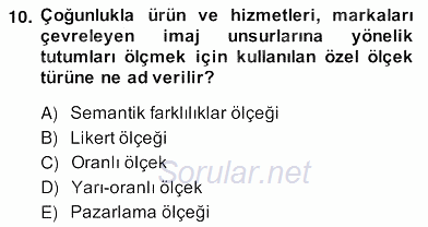 Marka İletişiminde Analiz ve Araştırma 1 2013 - 2014 Ara Sınavı 10.Soru