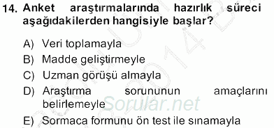Marka İletişiminde Analiz ve Araştırma 1 2013 - 2014 Ara Sınavı 14.Soru