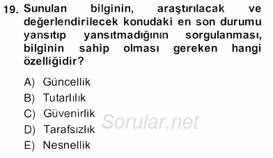 Marka İletişiminde Analiz ve Araştırma 1 2013 - 2014 Ara Sınavı 19.Soru