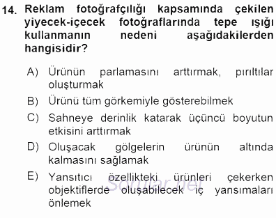 Fotoğrafın Kullanım Alanları 2015 - 2016 Ara Sınavı 14.Soru