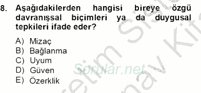 Erken Çocukluk Döneminde Gelişim 2 2012 - 2013 Dönem Sonu Sınavı 8.Soru