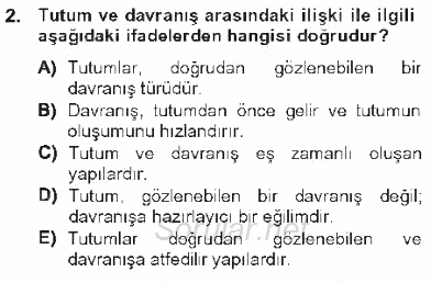 Davranış Bilimleri 2 2012 - 2013 Tek Ders Sınavı 2.Soru