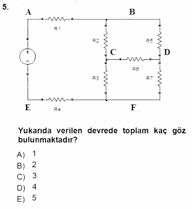 Devre Analizi 2013 - 2014 Tek Ders Sınavı 5.Soru