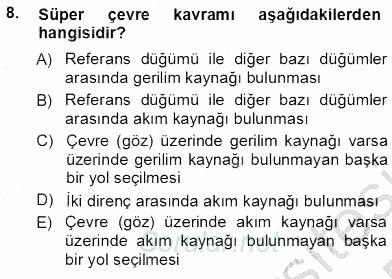 Devre Analizi 2013 - 2014 Tek Ders Sınavı 8.Soru