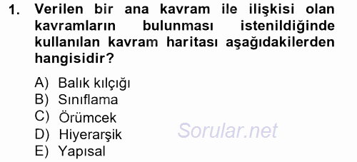 Ölçme Ve Değerlendirme 2012 - 2013 Dönem Sonu Sınavı 1.Soru