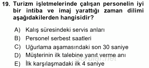 Sosyal Davranış ve Protokol 2017 - 2018 Dönem Sonu Sınavı 19.Soru