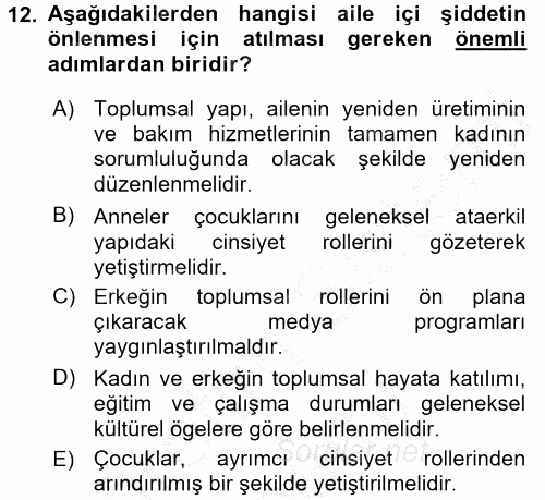 Suç Sosyolojisi 2016 - 2017 Ara Sınavı 12.Soru