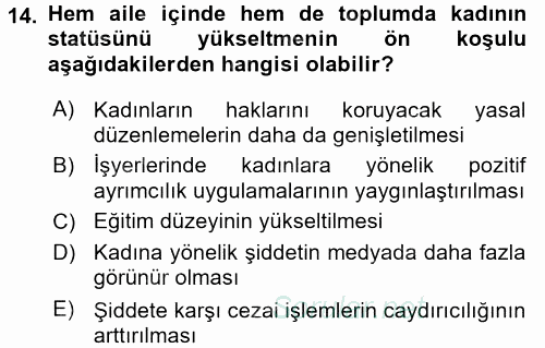 Suç Sosyolojisi 2016 - 2017 Ara Sınavı 14.Soru