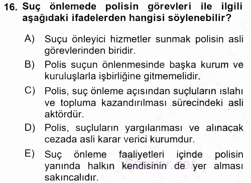 Suç Sosyolojisi 2016 - 2017 Ara Sınavı 16.Soru