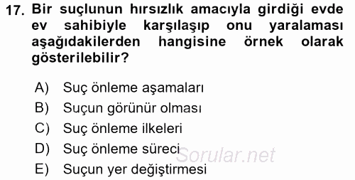 Suç Sosyolojisi 2016 - 2017 Ara Sınavı 17.Soru