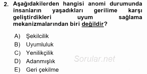 Suç Sosyolojisi 2016 - 2017 Ara Sınavı 2.Soru