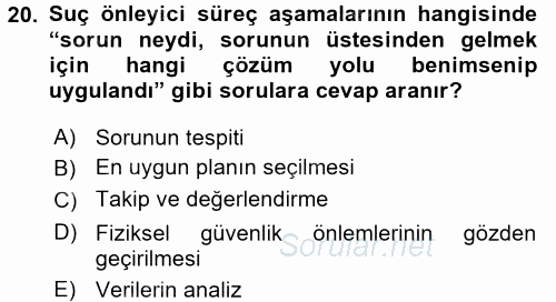 Suç Sosyolojisi 2016 - 2017 Ara Sınavı 20.Soru