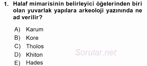 Eski Mezopotamya ve Mısır Tarihi 2016 - 2017 Ara Sınavı 1.Soru